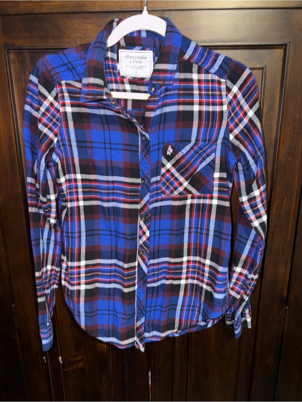 Abercrombie & Fitch Blue, Black & Red Plaid Shirt